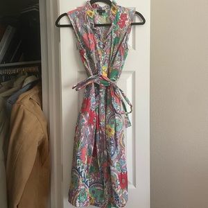 Talbots Cotton Multi Color Floral Button Down Dress